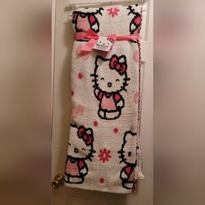 Hello Kitty Spring Reversible Throw Blanket Pink Flowers New Super Soft 50x70
